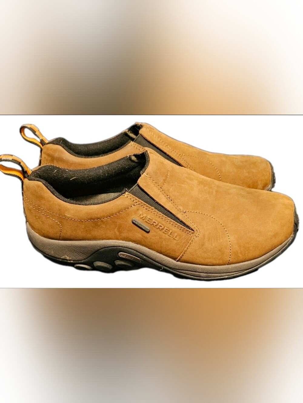 Merrell Jungle Moc Nubuck Waterproof Brown Slip On Men’s 12 Wide 12W